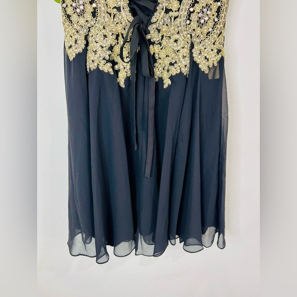 Windsor Women's Black Gold Strapless Dress Size Small Prom Homecoming Party - Picture 11 of 12